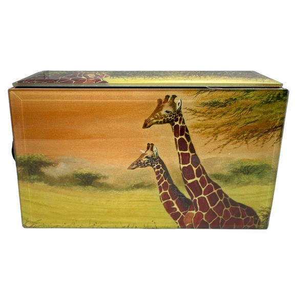 Giraffe Keepsake Box Glass with Beveled Edges Velvet Lined 5.75"W Africa Safari - Picture 3 of 7
